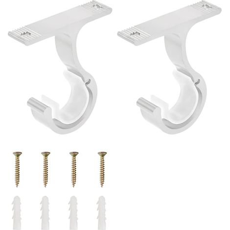 Support De Tringle À Rideaux - Aluminium - Pour Tringle 20 À 28 Mm - Fixation Murale Ou Plafond - Lot De 2