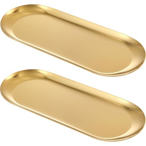 Dekoratives goldenes Tablett – 2 Stück – Tablett für Schminktische (1/5)