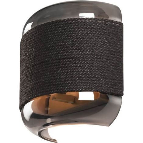 Applique de chambre à coucher Pantilo Rope noir avec verre fumé - 1007594