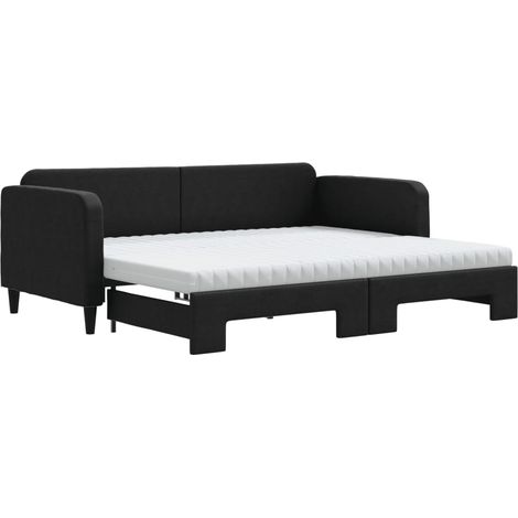 Maison Exclusive - Lit de jour avec gigogne et matelas noir 90x190 cm tissu