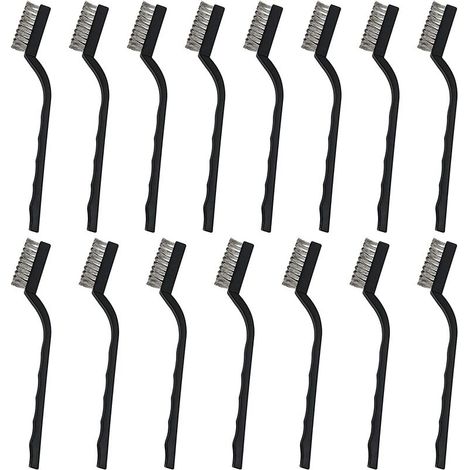 Mini Brosse Métallique (Lot de 20) - Brosse Acier Inoxydable avec Manche Incurvé & Trou d’Accroche - Brosse Fer pour Nettoyer Four, Évier, Travail du Métal, Soudure, Rouille & Poussière，
