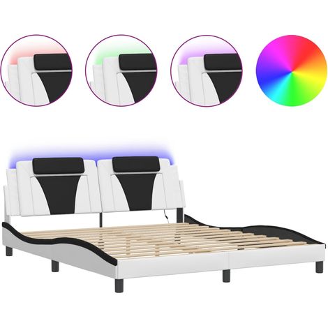 Maison Exclusive - Giroletto Viana con LED senza Materasso Bianco e Nero 180x200 cm (1/5)
