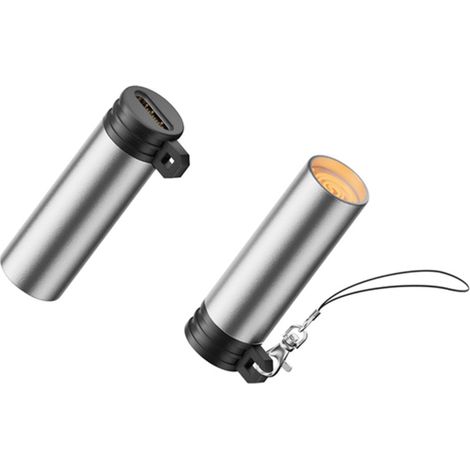Briquets miniatures Type-C (lot de 2) — USB-C 6,5 W 5 V 1,3 A, alliage d'aluminium, allumage par souffle résistant au vent, pour une utilisation quotidienne et en extérieur, couleur argent. (1/4)