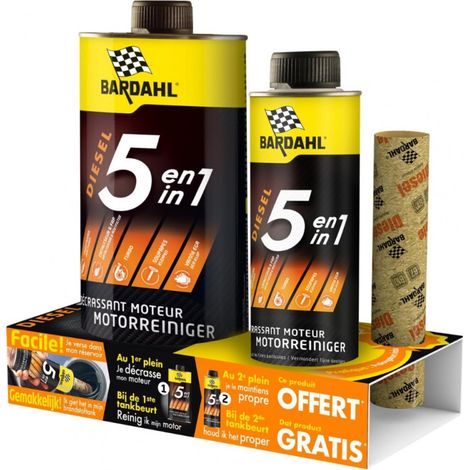 Décrassant moteur diesel 5 en 1 1L 300ml offert Bardahl