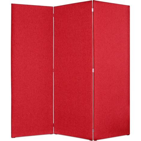 EVERGREENWEB Paravento Pieghevole di Design|Pannello divisorio per Ambienti, per casa, hotel, ufficio, bar|Separ‚ Struttura Legno, Divisorio Richiudibile Pieghevole 3 Moduli 180x190 cm|col. Rosso (1/5)
