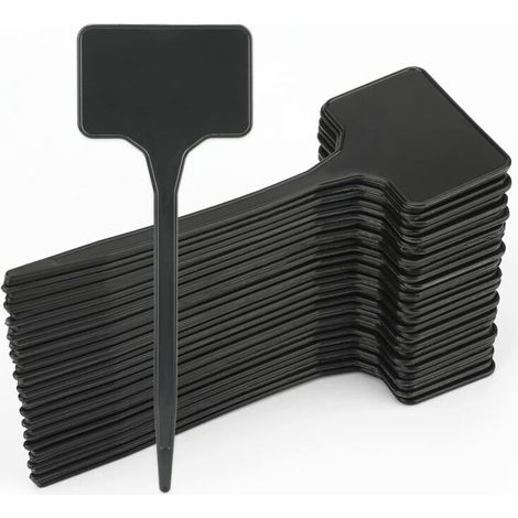 Lot de 50 étiquettes en plastique épais pour plantes - Noir (1/4)