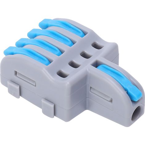 20 connecteurs de fil 1 entrée 4 sorties, répartiteur à pression, bornier de conducteur, pièces électriques (bleu) (1/5)