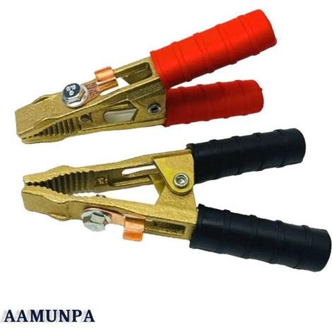 Kit de 2 pinces de démarrage ou de batterie professionnelles (+ et -) en laiton 250B, pinces de démarrage ou de batterie (1/4)