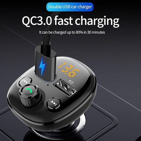 Émetteur FM pour voiture, modulateur radio, lecteur MP3 compatible Bluetooth, double interface USB, adaptateur chargeur, accessoires auto (1/5)