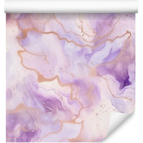 Papier peint blanc encre et lavande pour salon et chambre 50x1000 cm (1/5)