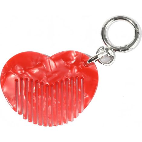 Peigne de poche élégant en forme de cœur attaché à des anneaux en acétate robuste à suspendre pour un porte-clés durable (1/4)