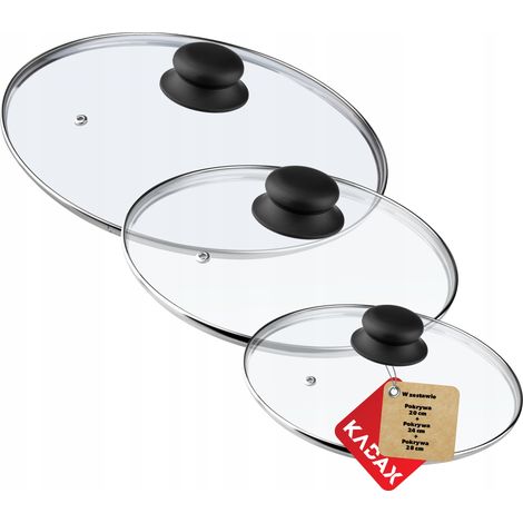 KADAX Couvercle en Verre pour Casserole et Poêle 20 + 24 + 28cm (1/5)