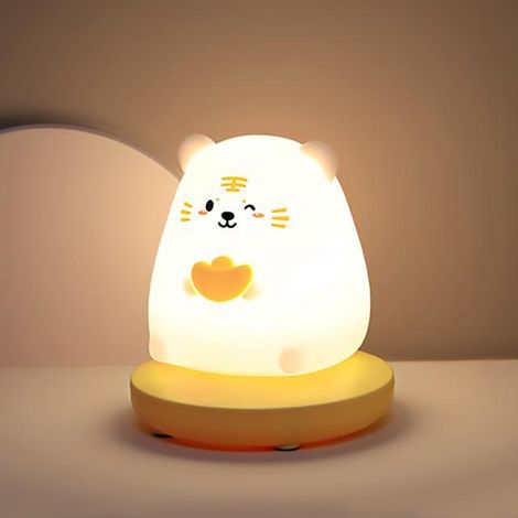 Veilleuse pour chambre d'enfant, lampe LED en silicone avec capteur tactile et variateur d'intensité, idéale comme cadeau de Noël pour les enfants. Rechargeable. (1/5)