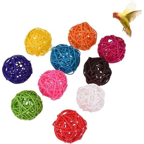 10 natürliche Rattanbälle als Kauspielzeug für Nagetiere, Vögel, Wellensittiche, Kaninchen, Meerschweinchen und Hamster (5 cm)
