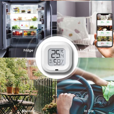 Thermomètre Bluetooth 2 pièces hygromètre, capteur de température d'humidité avec fonction d'exportation de données pour Android IOS, réveil, maison, boîte à guitare, cave à cigares, cadeaux de Noël M (1/3)