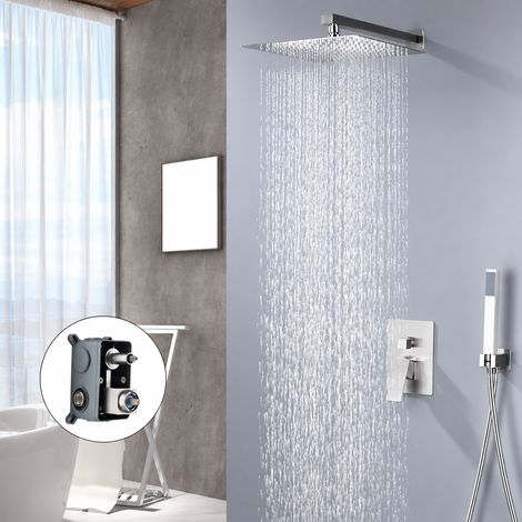 Ensemble Douche Encastrable Carré modèle B avec pommeau de tête 10 pouces Acier Inox 44 × 34,5 × 13 cm 5,819 kg – Livraison gratuite (1/5)