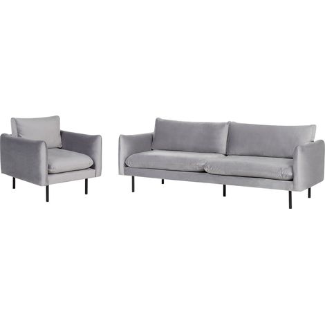 Sofa Set 4-Sitzer VINTERBRO Samtstoff Grau