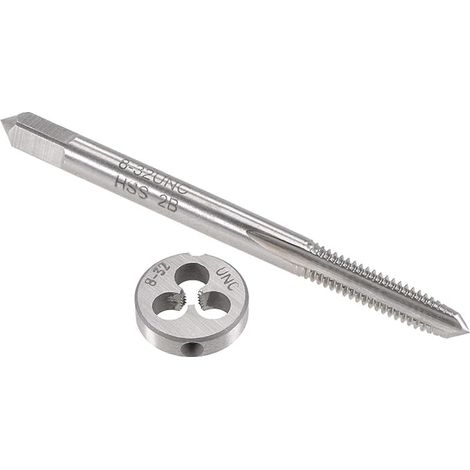sourcing map 8-32 UNC Tarauds et Matrices Ensemble HSS Machine Filetage Robinet avec Rond Filetage Matrice Main Droite (1/5)