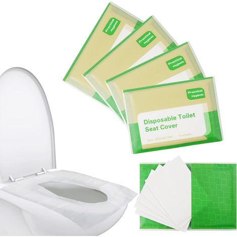 Kaelt - 40 Pièces Protege WC Jetable, Portable Soluble dans L'eau Protection Toilette Housses Siège de Emballage Individuel pour Toilettes Publiques Voyage, pour Adultes et Enfants - 4 Paquets (1/5)