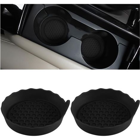 Bardusch-Lot de 2 sous-verres silicone noir pour véhicule – antidérapants, résistants à la chaleur, compatibles tasses café (1/5)