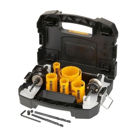 Dewalt – Set de scies cloches bi-métal 10 pcs – Pour bois, métal et plastique – Enlèvement rapide de la carotte – Coffret de transport inclus