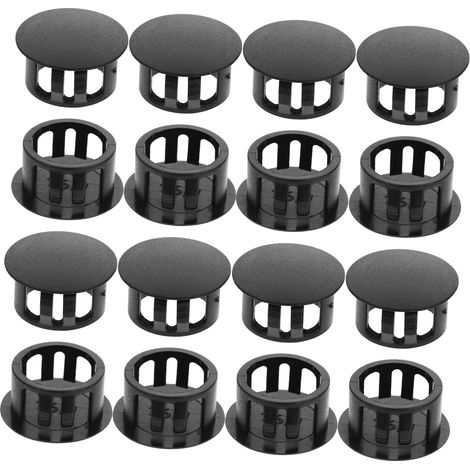 ULTECHNOVO Bouchons trous de meubles d'armoires 16 mm Noir (1/5)