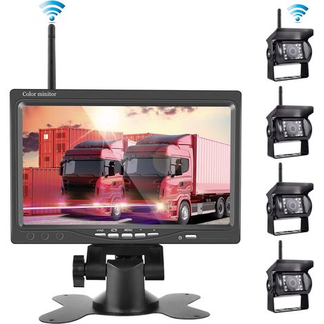 7 Inch Wireless Car Reversing Camera Kit HD 1080P Night Vision Waterproof IP67 18 IR 4 x Wireless Backup Camera for Camping Car Caravan Truck Trailer Trucks Bus RV (1/5)