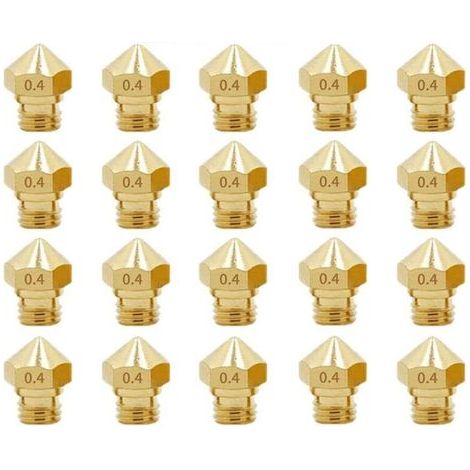 Buses d’imprimante 3D en laiton MK10 – 20 pièces, filetage M7, diamètre 0,4 mm pour filament 1,75 mm (1/5)