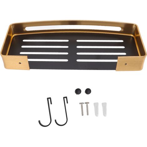 Etagere De Salle De Bain En Aluminium Antirouille - Structure Flottante Ajustable - Pour Rangement Shampooing Et Serviettes - Avec 2 Crochets (1/5)