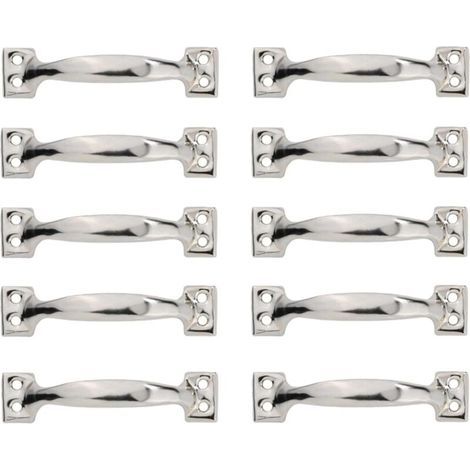 Ensemble de 10 poignées de porte cintrées vintage, poignées de porte en bois peint antique (200mm, argent) (1/5)