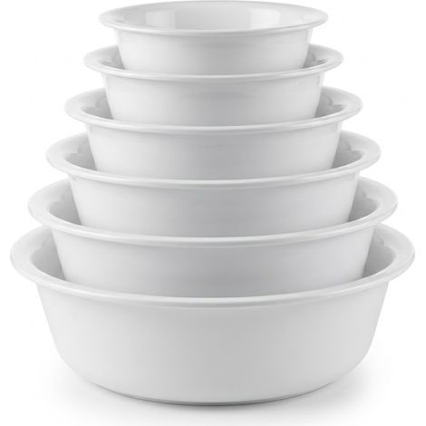 Set 6 Bacinelle Rotonde recipiente Catino in Plastica Bianca assortite per igiene personale Bucato a Mano Secchio Ammollo per Capi Delicati e Pulizie Domestiche  Made in Italy Multiuso Salvaspazio