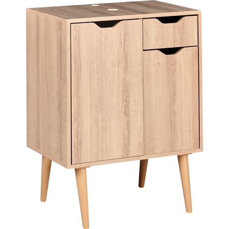 Mueble para lavabo 60 x 80 cm almacenaje baño con estante MDP marrón claro Canoas