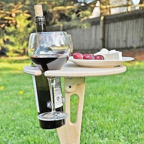 Portable extrieur pliant en bois porte-verre vin plage pique-nique fte table vin (1/5)