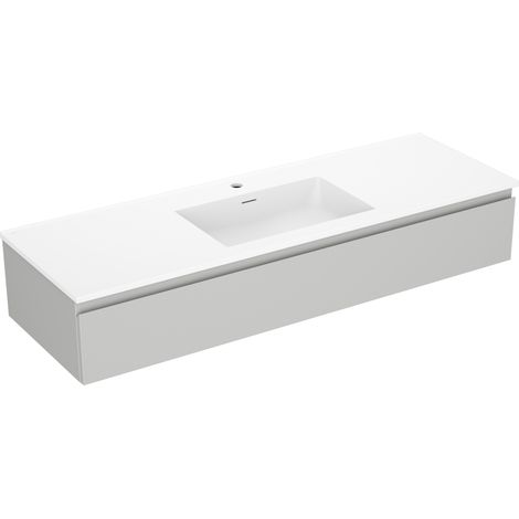 Mexen Orio armadietto bagno 140 cm con lavabo Otis, 1 cassetto, grigio opaco/bianco opaco - 91A10-14023-1-BF62-W18M01 (1/5)