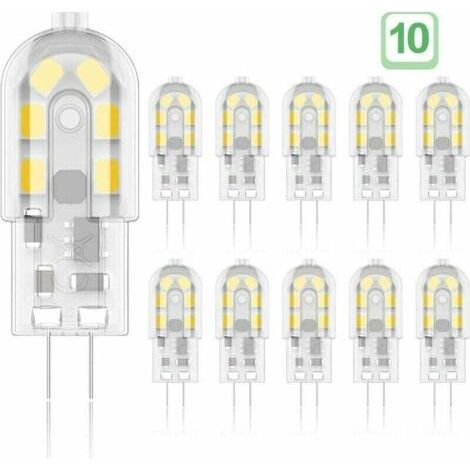 Tigrezy - Lampadina LED G4 2W equivalente a 20W, lampadine alogene, bianco caldo 3000K, 200lm, 12 x SMD 12V AC/DC - Confezione da 10 [Classe energetica A+]