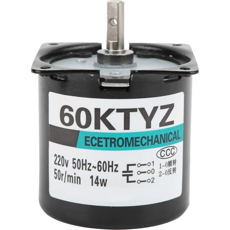 Moteur synchrone AC 220V 14W XD60KTYZ+ avec support, aimant permanent, rotation bidirectionnelle, couple élevé, faible vitesse 50 tr/min, arbre central, usage multiple. (1/5)