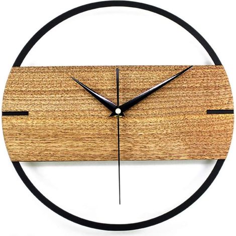 Horloge murale moderne à cadran en bois, horloge décorative murale simple, convenant au salon, à la cuisine, à la chambre, au bureau et à d'autres pièces. (1/5)