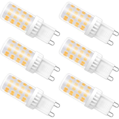Dimmbare G9-LED-Lampen, 4 W (entspricht 40 W Halogen), 480 lm, warmweiß (3000 K), Standard-G9-Sockel, 360° drehbar, für Deckenbeleuchtung, Küche, 6er-Pack
