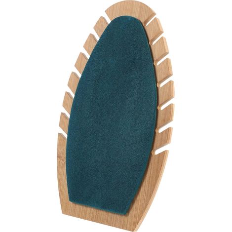 Soporte de exhibición de madera de franela verde para collares y colgantes. (1/5)