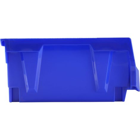 Boîte de rangement en plastique empilable, 28x28x13 cm, lot de 6, bleu/rouge, pour placard, cuisine, bureau ou garde-manger. (1/5)