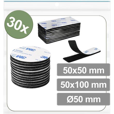Quadrios 25CA668 Punti a strappo da incollare Lato morbido e lato rigido (Ø x L) 50 mm x 50 mm Nero 30 pz.