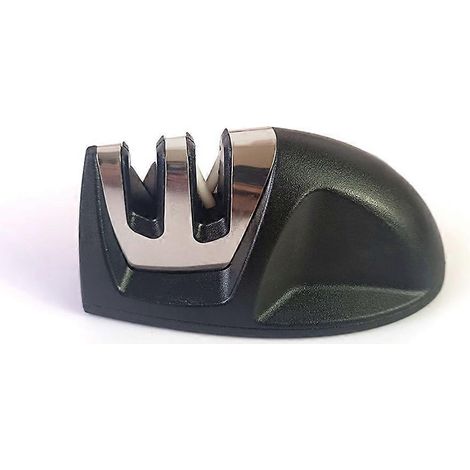 Professionele messenslijper 2-in-1, handmatig, voor roestvrijstalen en keramische messen van alle maten, met zwarte antislipvoet. (1/5)