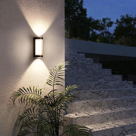 Lampe Murale Extérieure, Noire, LED Étanche, 3000 K Blanc Chaud Moderne, IP65, Éclairage Mural Haut/Bas pour Jardin, Halls, Terrasse, Patio (1/5)