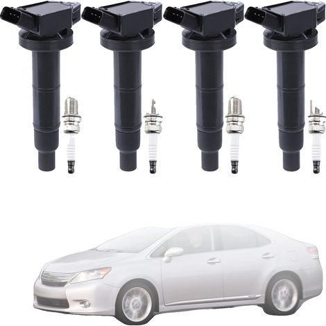 Conjunto de bobina de encendido y bujía, 12 V, conexión de 4 pines, tipo terminal de cuchilla, compatible con sedán mediano de 2.4 L, 2002-2011. (1/5)