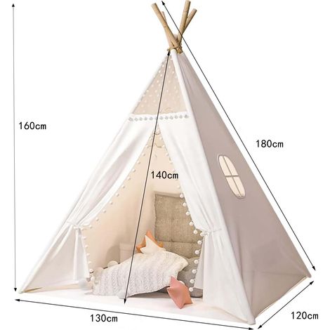 Relsy Tente tipi pour enfants en blanc ivoire | Tente de jeu/tente gonflable blanche pour Relsy Tente tipi pour enfants en blanc ivoire | Tente de jeu/tente gonflable blanche pour