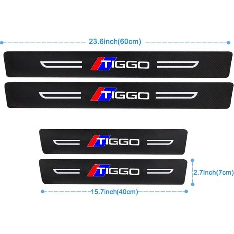 (4 pièces) Autocollants de protection de seuil de porte pour CHERY TIGGO 3 4 5 7 8 PRO 2005-2022,en fibre de carbone,pour pare-chocs arrière et coffre Accessoires (1/3)