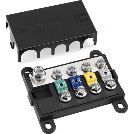 Bloc porte-fusibles MIDI 4 circuits, protection d'allumage, distribution électrique 12V/24V/48V CC pour bateau, camping-car, véhicule et installation solaire