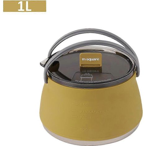 Bouilloire multifonctionnelle portable en silicone, pliable, avec fond en acier inoxydable, idéale pour le camping et la randonnée.