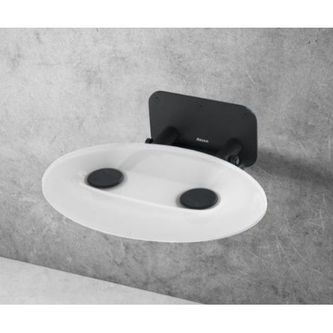 Ravak Ovo P II - Sedile doccia Opal/Black, 41x35 cm, nero/bianco traslucido B8F0000057