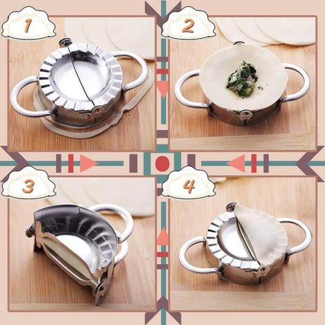 Lot de 2 Moule à Ravioli, Outils de pâtisserie en Acier Inoxydable Dumpling Maker wraper pâte Cutter, Machine à boulettes (1/4)